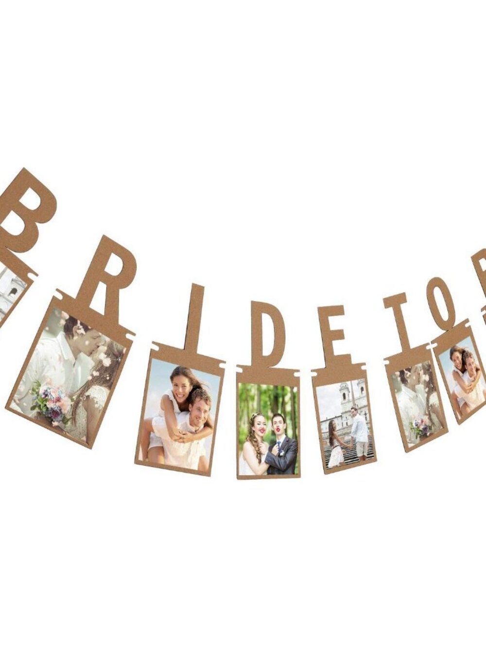 Bride to Be Photo Banner 9 PC Photo Card with Ribbon and Needle,Brown